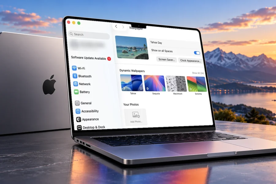 Mac: our real screenshot on an illustrated device