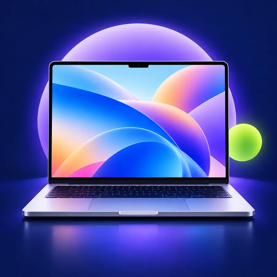 Illustration of a laptop on a navy background