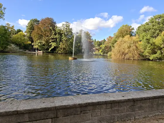 Fountain and pond, photographed with the Samsung Galaxy A57