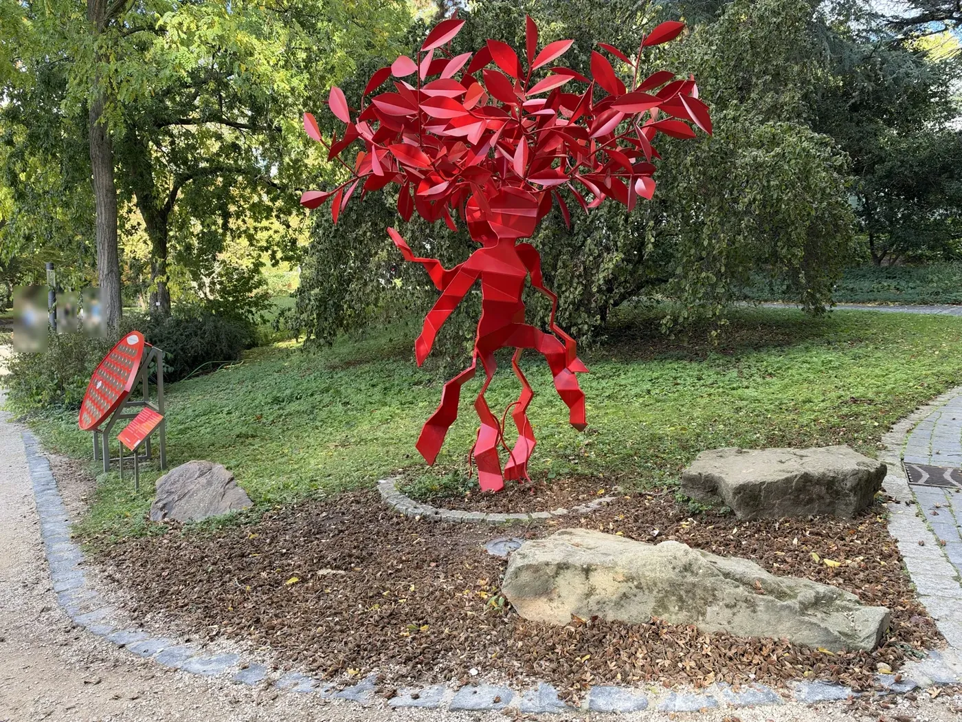 Red sculpture, photographed with the iPhone 18 Pro