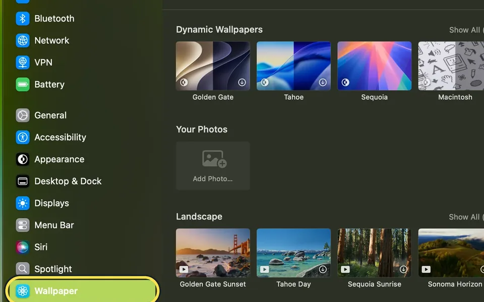 Screenshot from the guide: How to change the wallpaper on a Mac