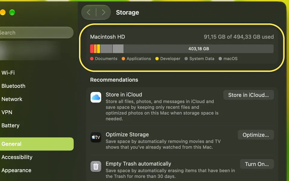 Screenshot from the guide: How to check and free up storage on a Mac (and what System Data is)