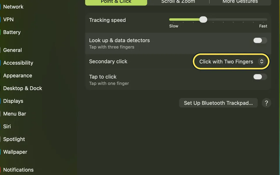 Screenshot from the guide: How to right-click on a Mac