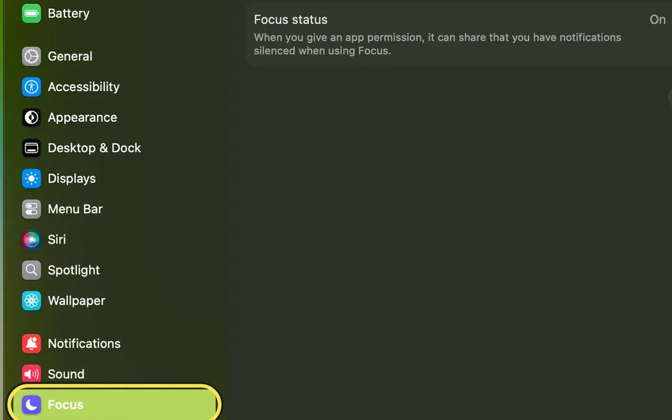 Screenshot from the guide: How to use Focus and Do Not Disturb on a Mac