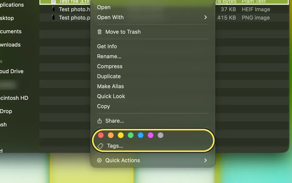 Screenshot from the guide: How to use tags in Finder on a Mac