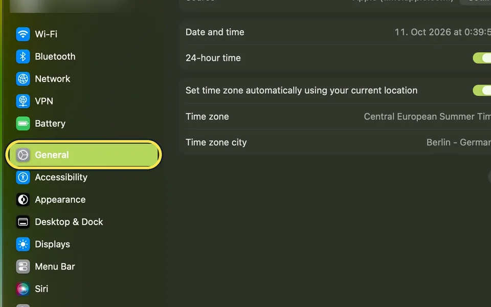 Screenshot from the guide: Mac showing the wrong time or date? How to fix it
