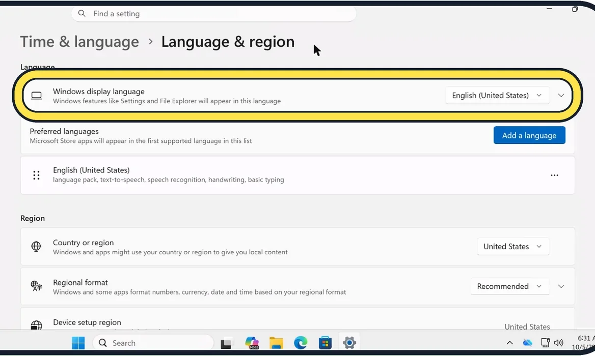 Screenshot from the guide: How to add a keyboard language on Windows 11