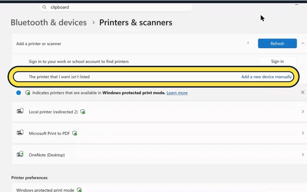 Screenshot from the guide: How to add a printer on Windows 11
