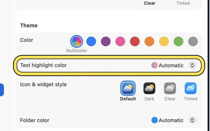 Screenshot from the guide: How to change the accent colour on a Mac