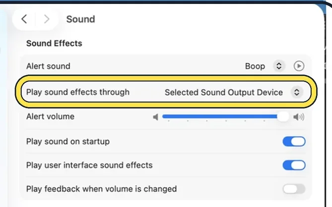 Screenshot from the guide: How to change the alert sound and its volume on a Mac