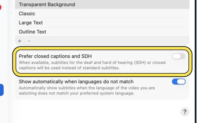Screenshot from the guide: How to change the subtitle style on a Mac