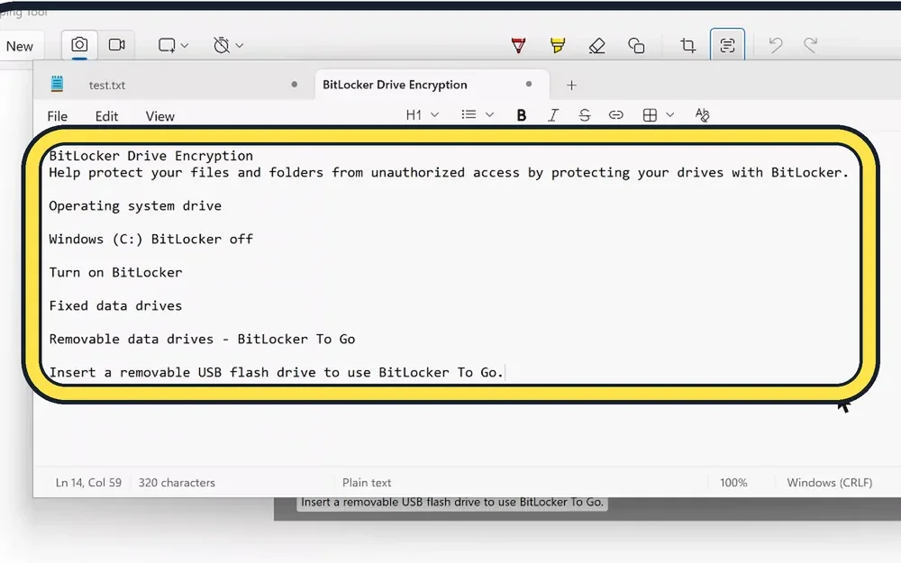 Screenshot from the guide: How to copy text from a screenshot on Windows 11 with Snipping Tool