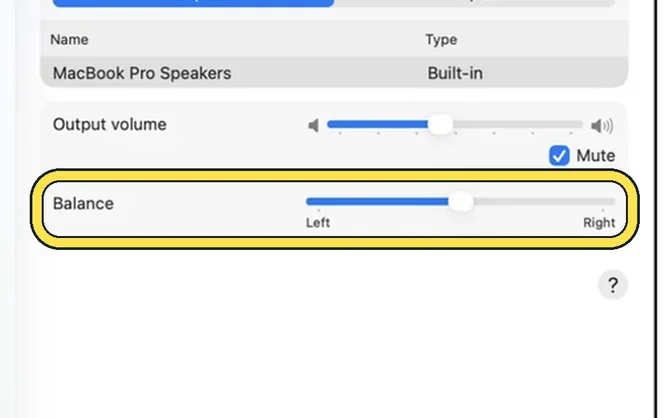 Screenshot from the guide: How to fix sound that is louder on one side on a Mac