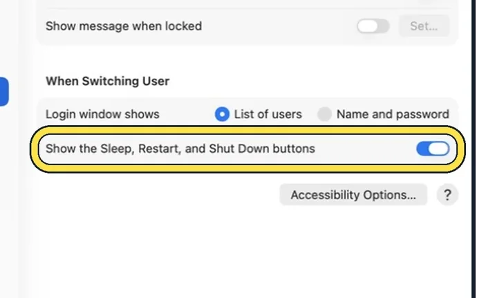 Screenshot from the guide: How to make a Mac ask for both name and password at login
