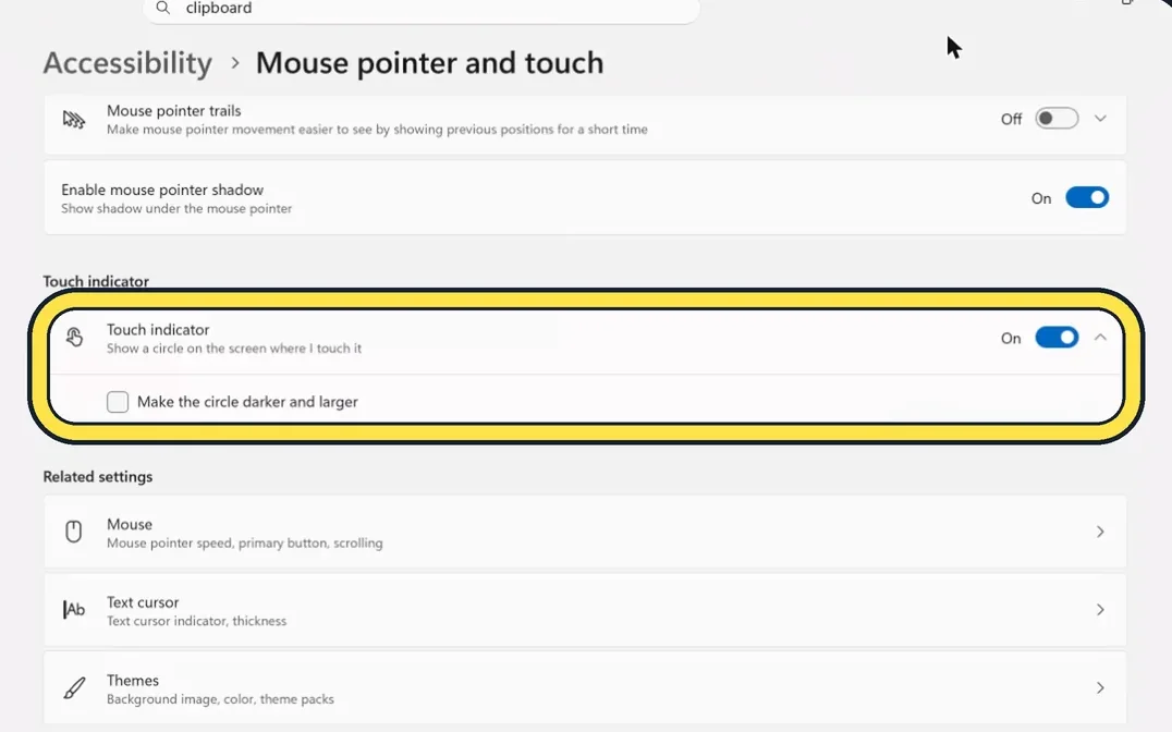 Screenshot from the guide: How to make the mouse pointer bigger on Windows 11
