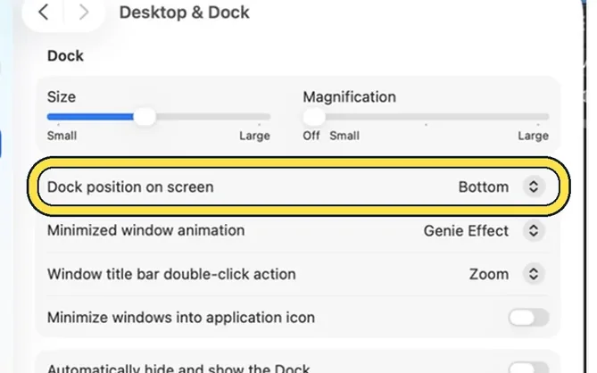 Screenshot from the guide: How to move the Dock to the side of the screen on a Mac