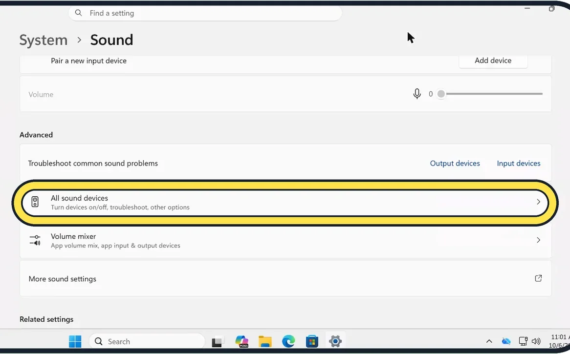 Screenshot from the guide: No sound on Windows 11? 8 fixes, including two known bugs