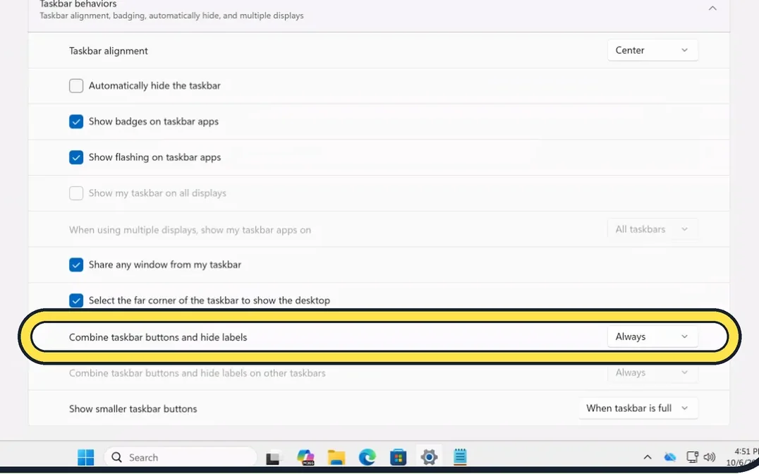 Screenshot from the guide: Taskbar Search box or icons missing on Windows 11? Get them back
