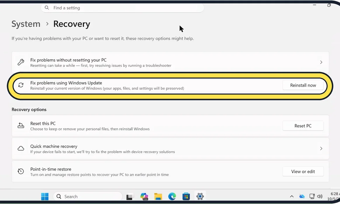 Screenshot from the guide: Windows 11 update failed or stuck? 10 fixes to try