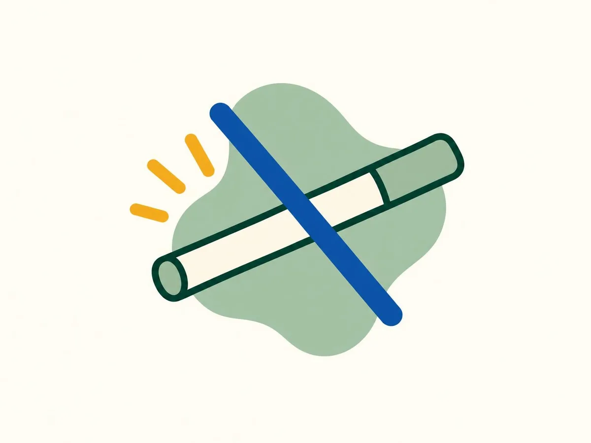 Illustration of a cigarette crossed out with a thick deeper-blue line