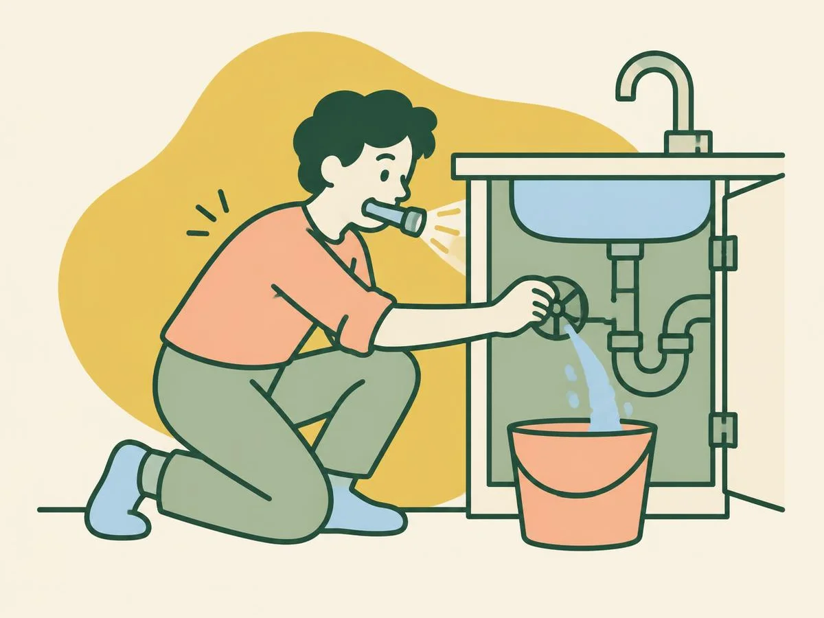 Illustration for the quiz: Burst pipe! Could you stop the water in time?
