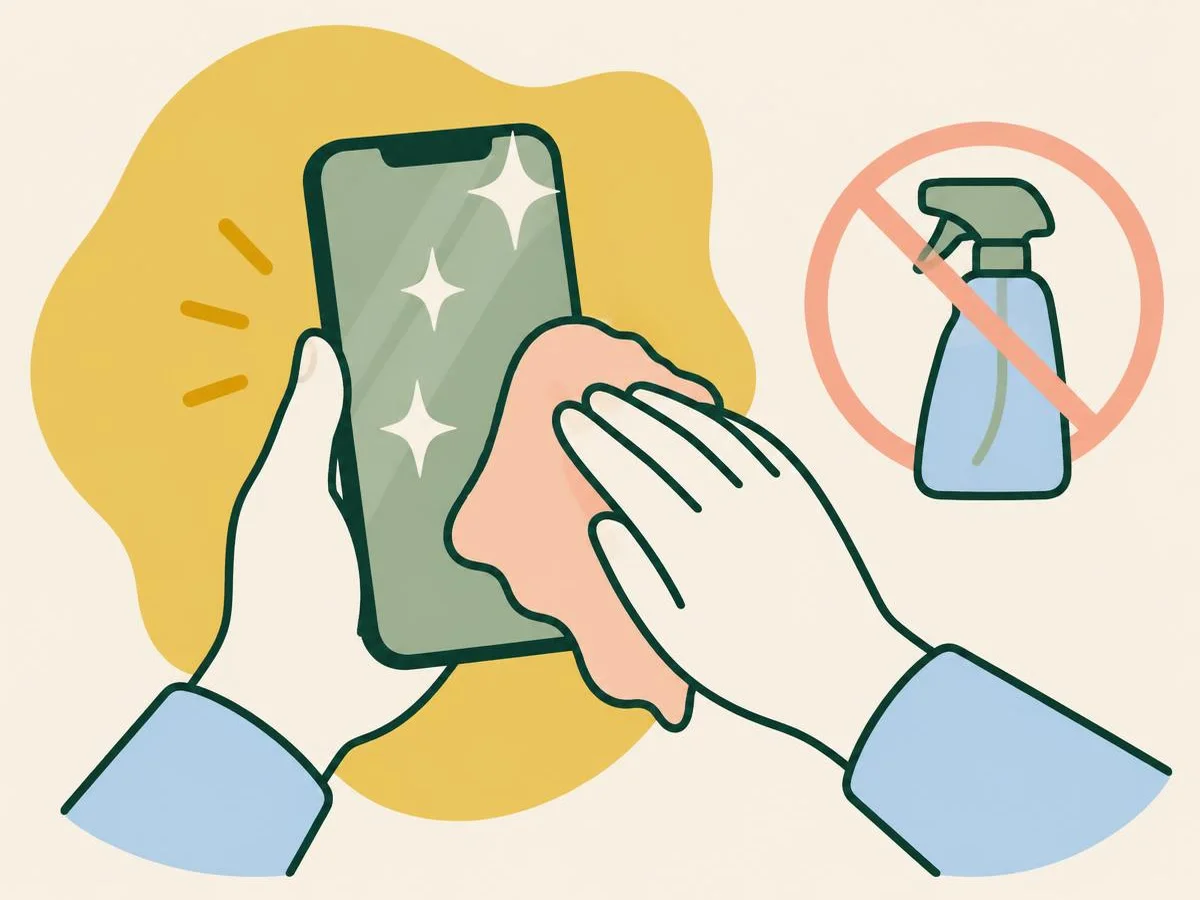 Illustration for the quiz: Shiny screen: clean your phone the right way