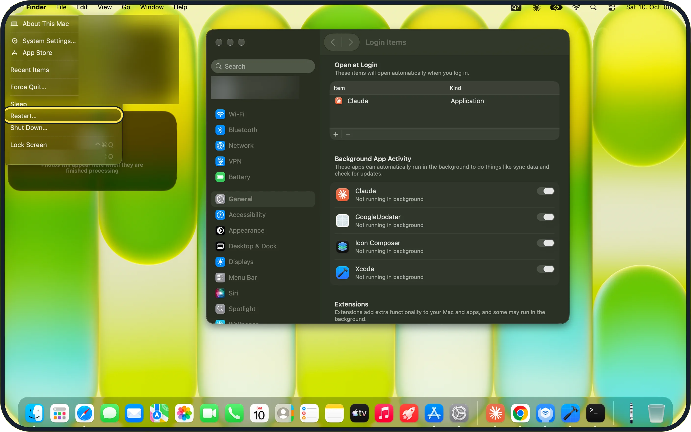 Mac screenshot: Restart both devices