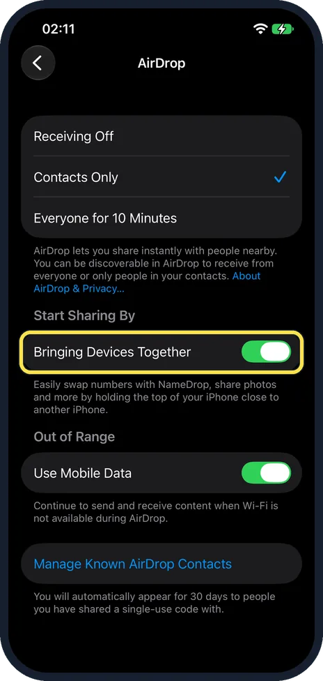 Screenshot from the guide: AirDrop not working on an iPhone? 7 fixes to try