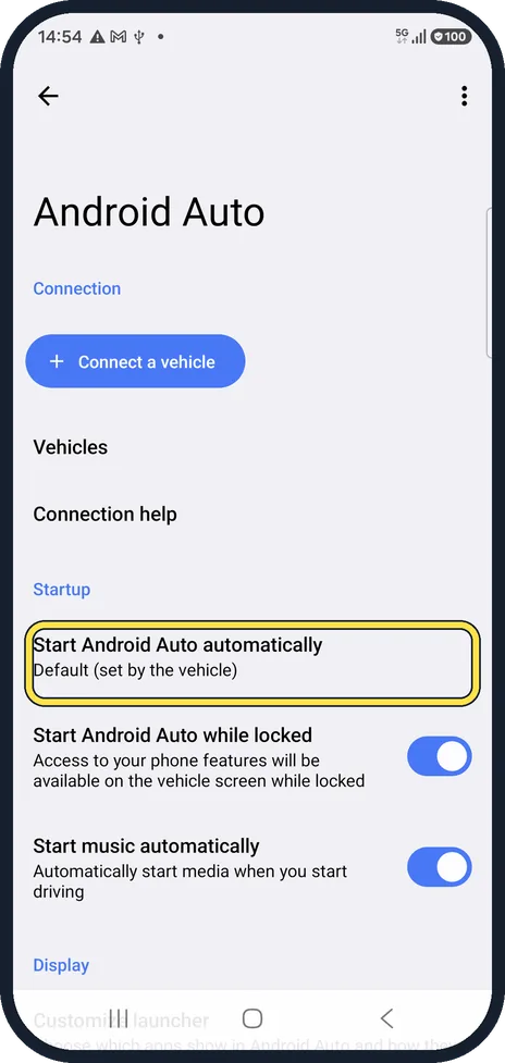 Android screenshot: Check how it starts