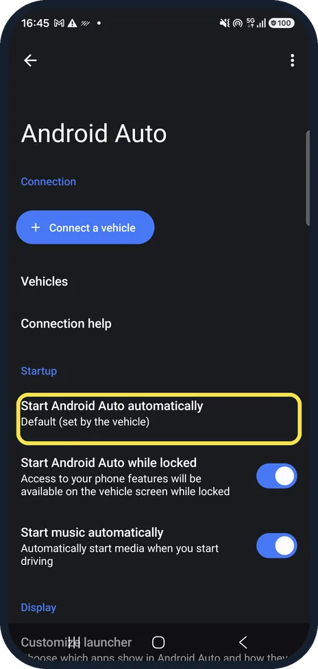 Android screenshot: Check how it starts