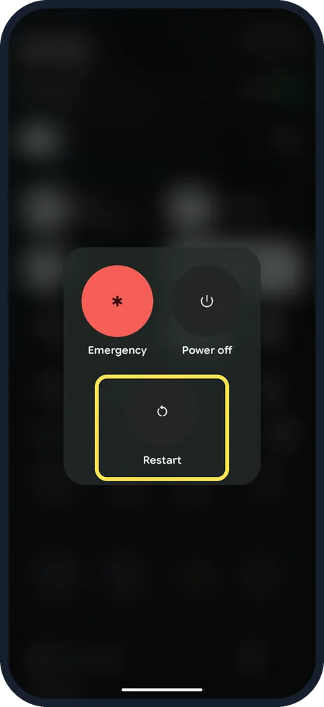 Android screenshot: Move and restart