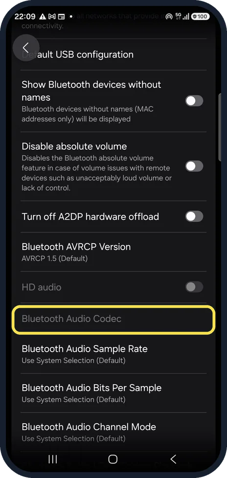 Android screenshot: Try another codec
