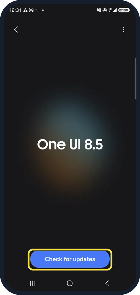 Android screenshot: Install the latest software