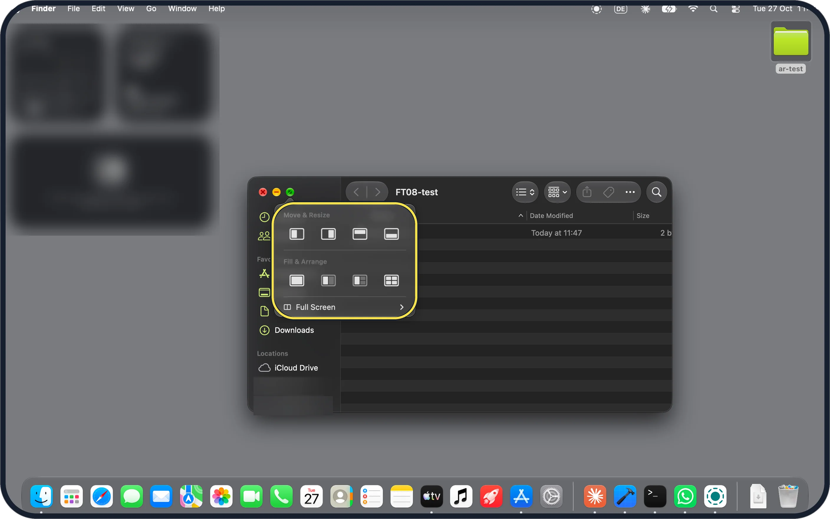 Mac screenshot: Snap windows: hover over the green button