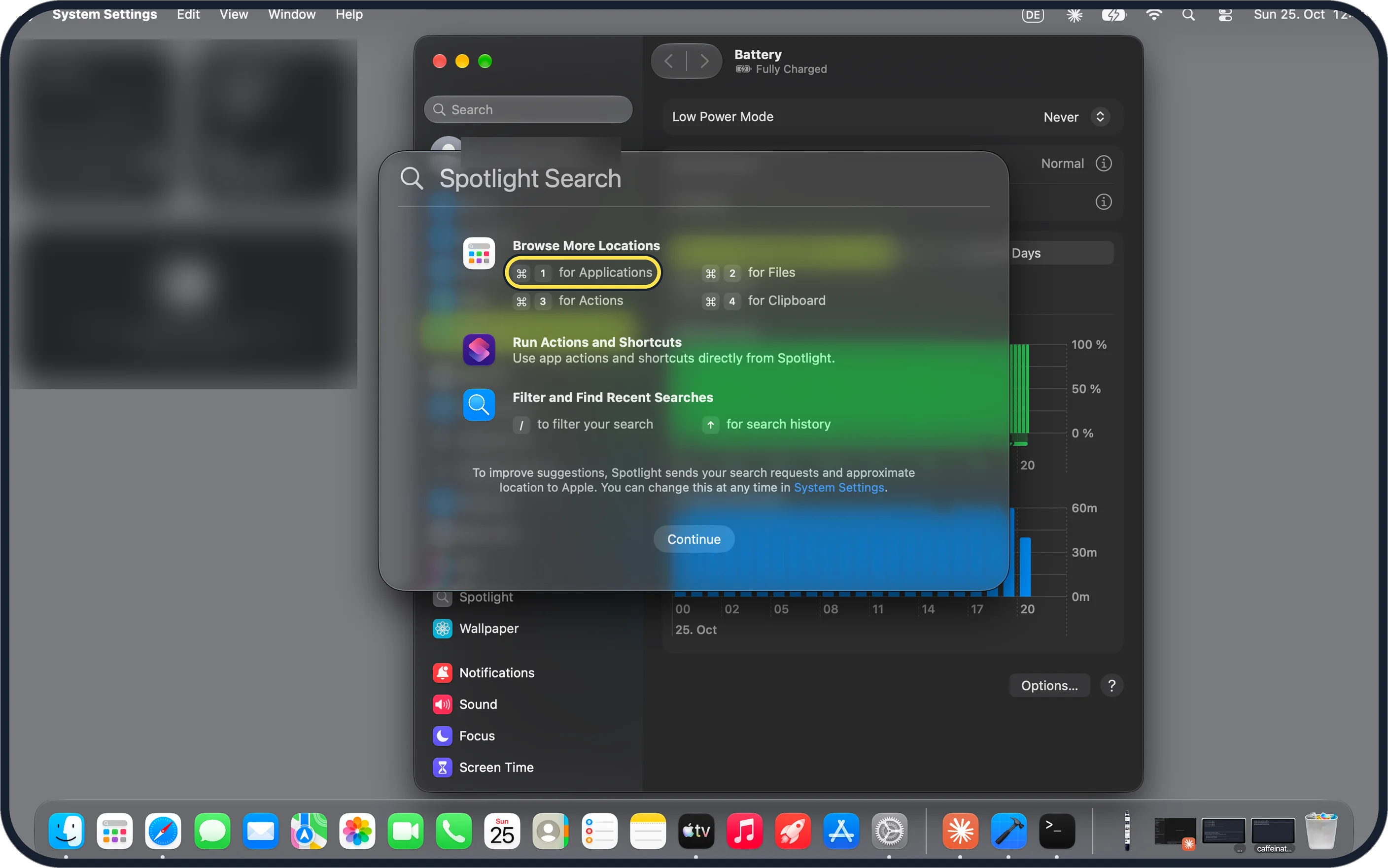 Mac screenshot: Start menu: Command-Space, then Command-1