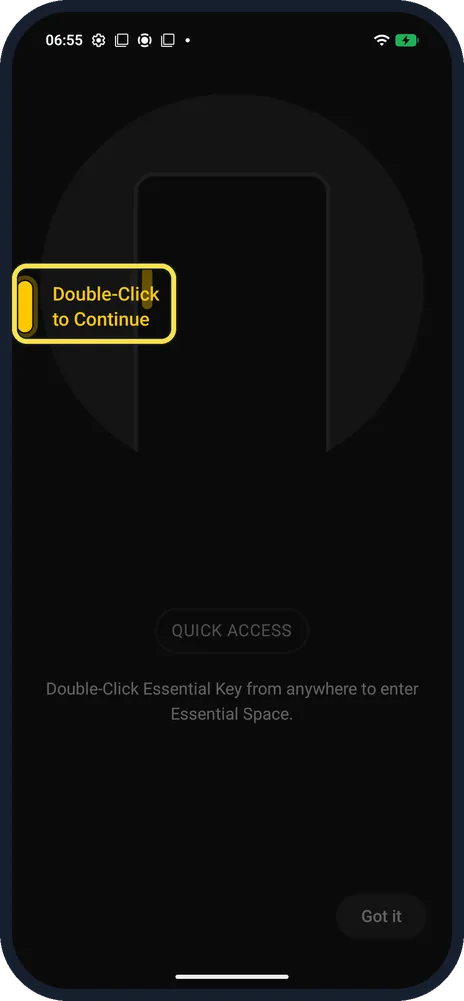 Android screenshot: Double-click the Essential Key