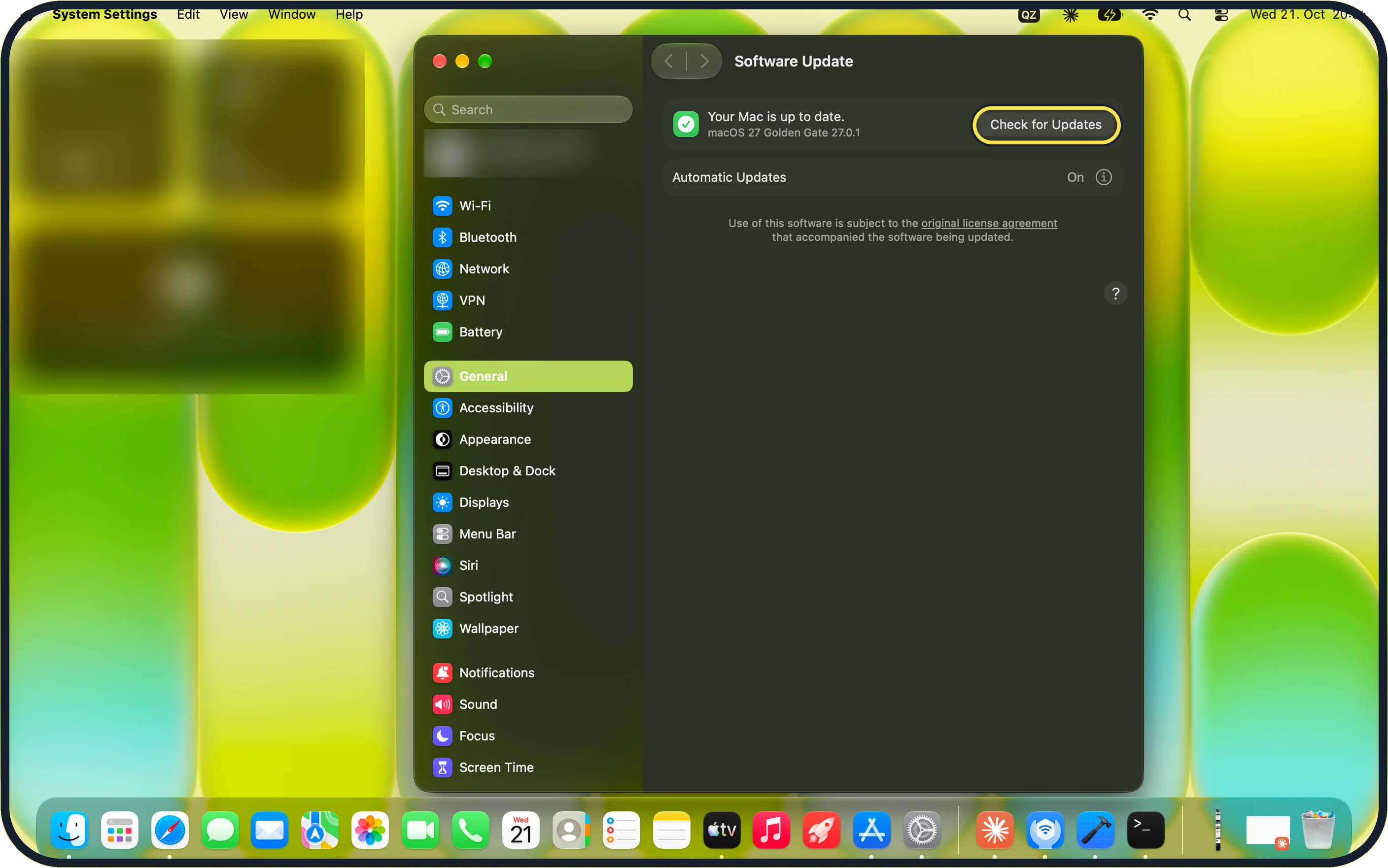 Mac screenshot: Update macOS