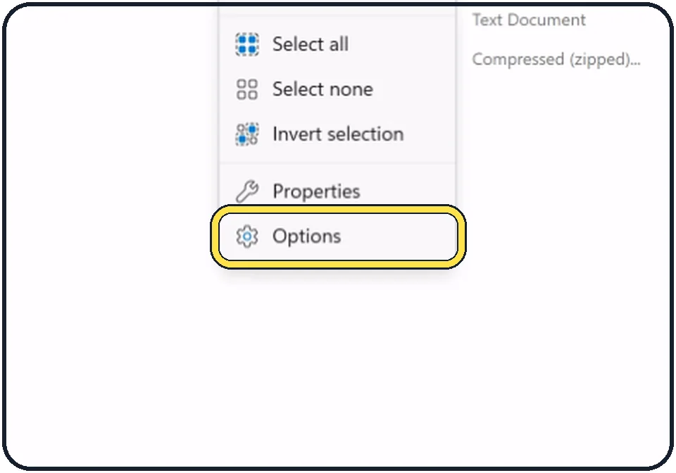 Windows screenshot: Open Folder Options