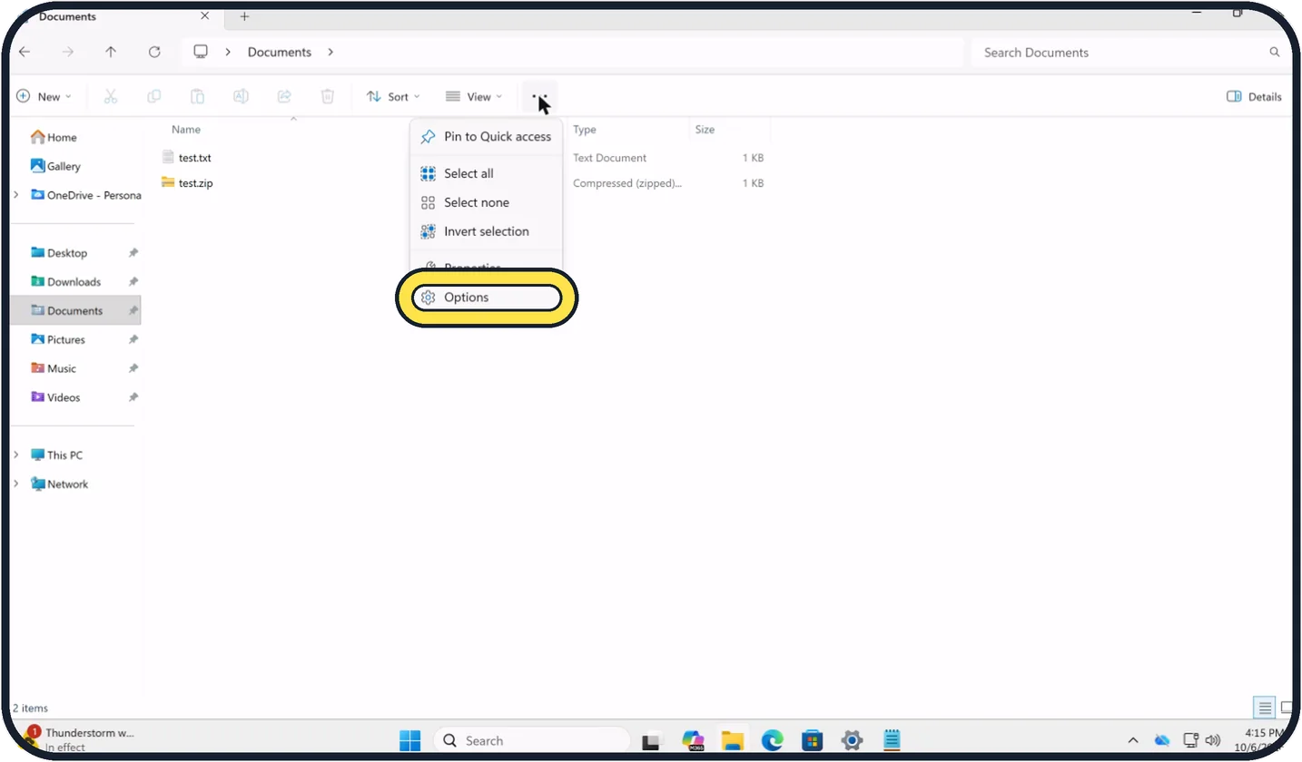 Windows screenshot: Open Folder Options