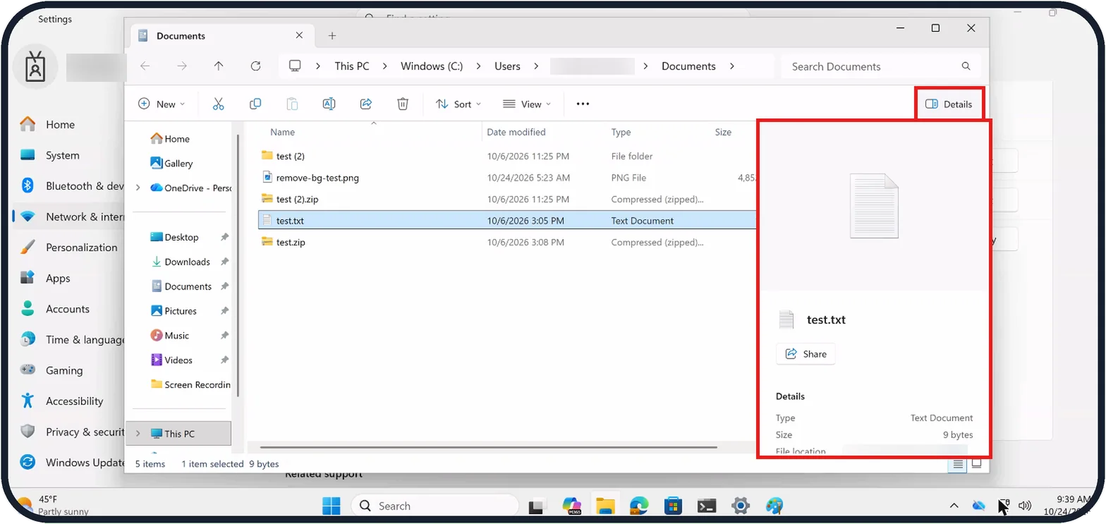 Windows screenshot: Check the button at the right of the bar