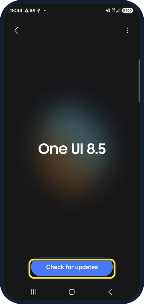 Android screenshot: Install the latest software