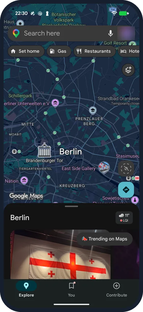Android screenshot: Check your connection