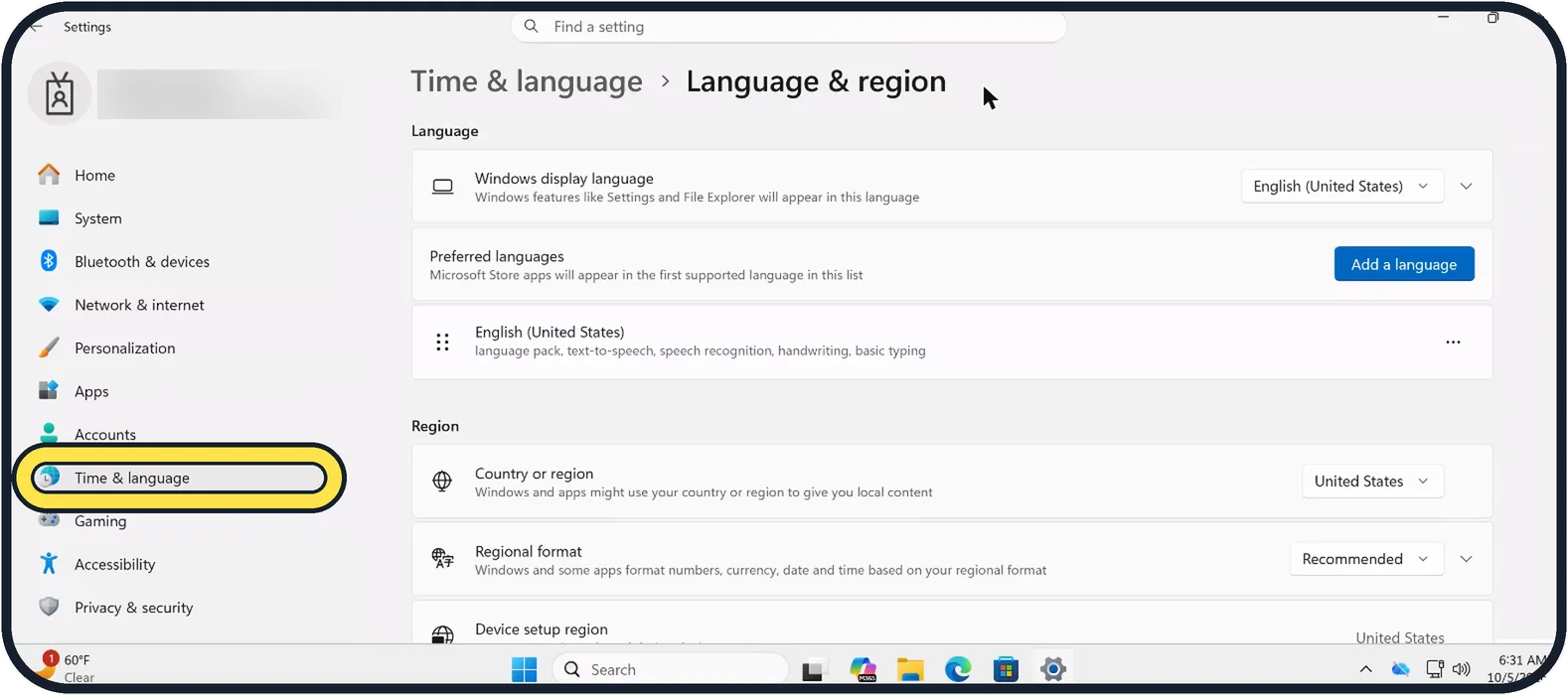 Screenshot from the guide: How to add a keyboard language on Windows 11