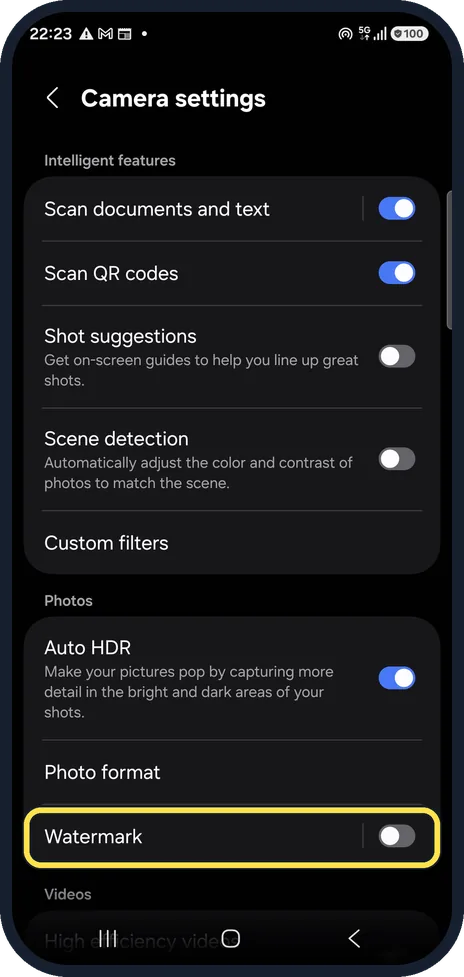 Android screenshot: Open Watermark