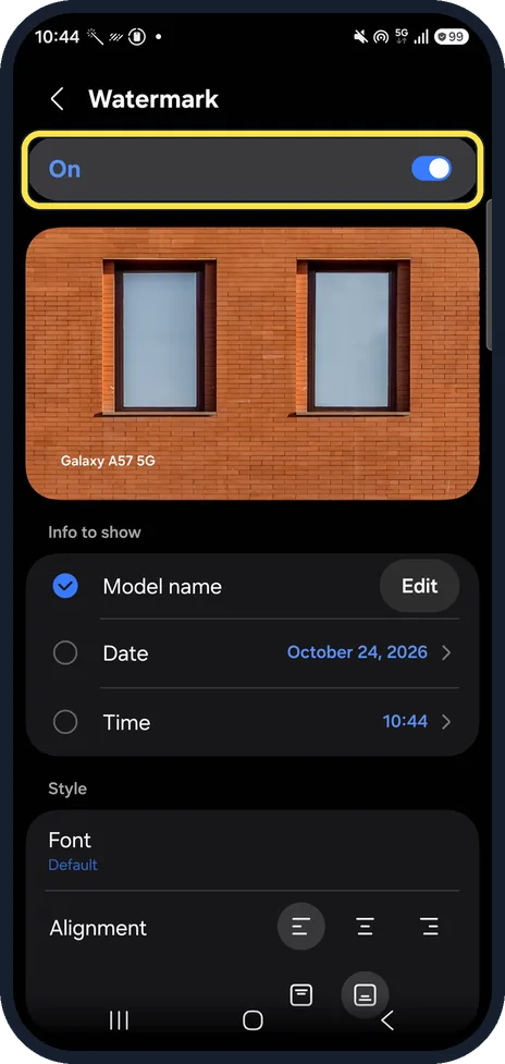 Android screenshot: Turn it on