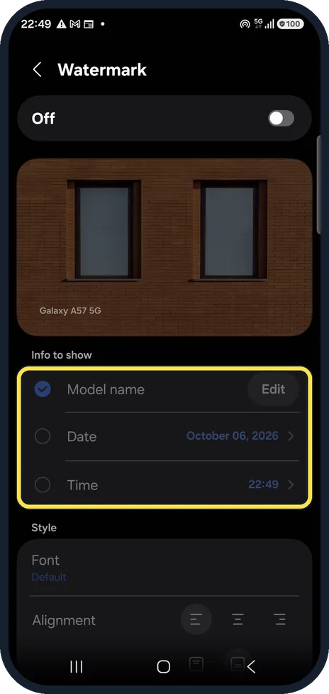 Android screenshot: Choose what it shows