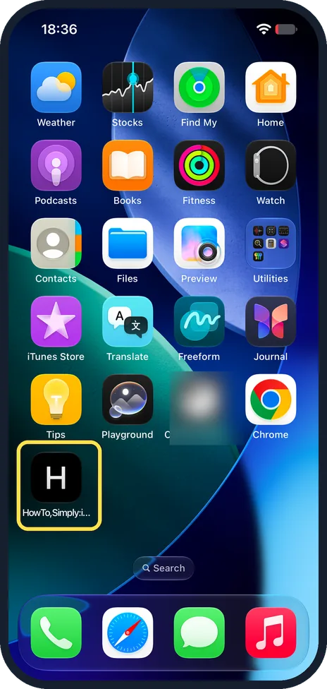 iPhone screen: Tap the new icon