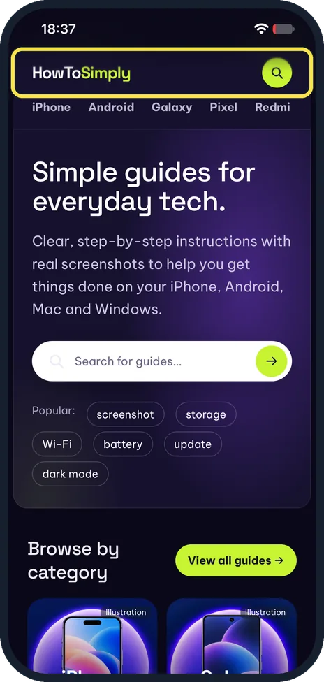 iPhone screen: Use the site