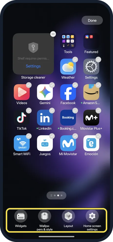 Android screenshot: Touch and hold an empty spot