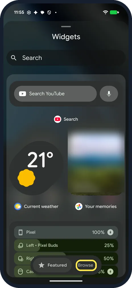 Android screenshot: Tap Browse